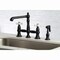 Kingston Brass English Country 8" Bridge Kitchen Faucet W/ Sprayer, Black KS7270PXBS - alternate 5